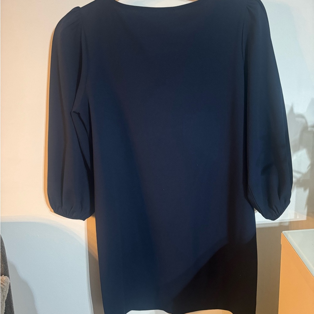 Ann Taylor Factory Petite Navy Floral Long Sleeve Dress | SP - Picture 3 of 4